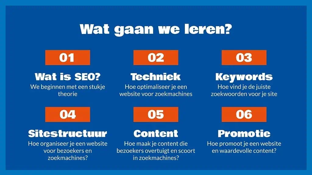 SEO Cursus - Wat gaan we leren?